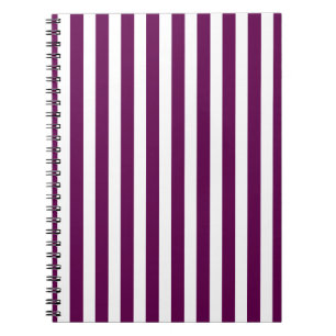 Plum and white candy stripes notebook