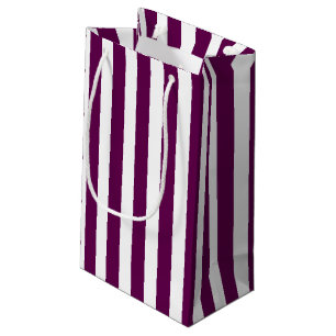 Plum and white candy stripes small gift bag