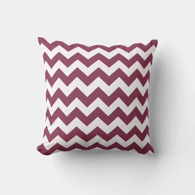 Plum and White Chevron Zig Zag Pillow (Front)