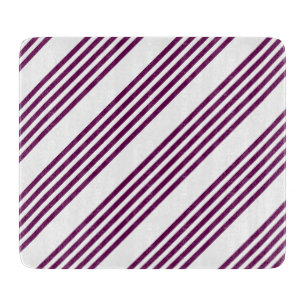 Plum and white five stripe pattern cutting board