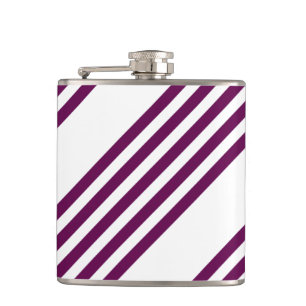 Plum and white five stripe pattern hip flask