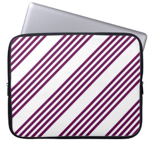Plum and white five stripe pattern laptop sleeve