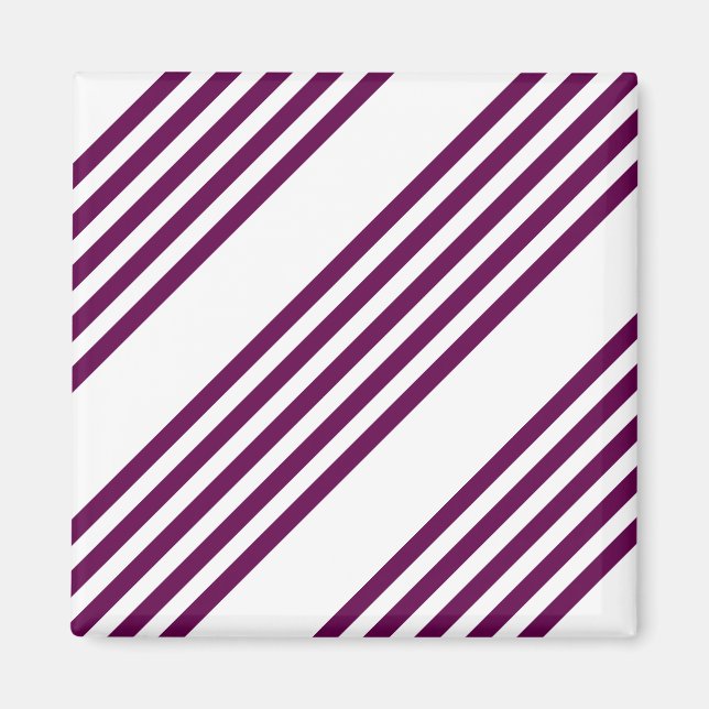 Plum and white five stripe pattern magnet (Front)