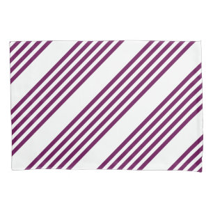 Plum and white five stripe pattern pillowcase