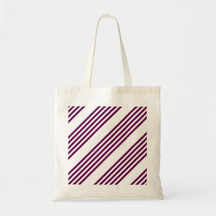 Plum and white five stripe pattern tote bag