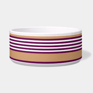 Plum and white five stripes pattern with tan