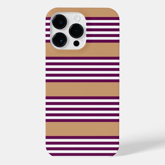 Plum and white five stripes pattern with tan iPhone case (Back)