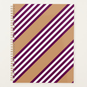 Plum and white five stripes pattern with tan planner