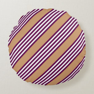 Plum and white five stripes pattern with tan round cushion