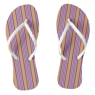 Plum and white five stripes pattern with tan thongs
