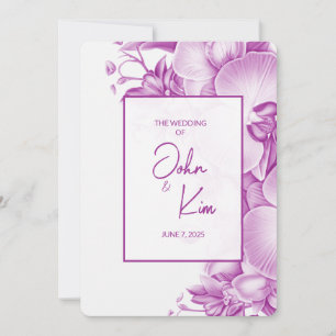 Plum and White Orchids Wedding Invitation