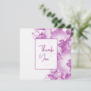 Plum and White Orchids Wedding  Thank You Card