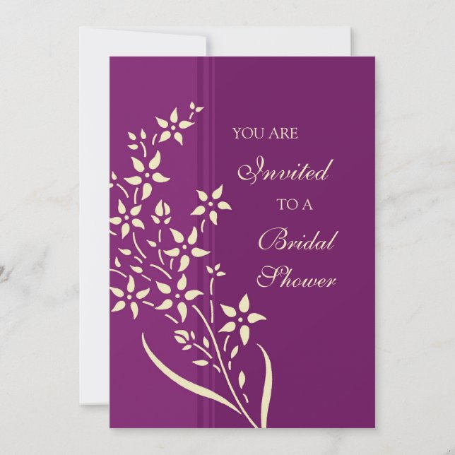 Plum and Yellow Bridal Shower Invitation Cards (Front)
