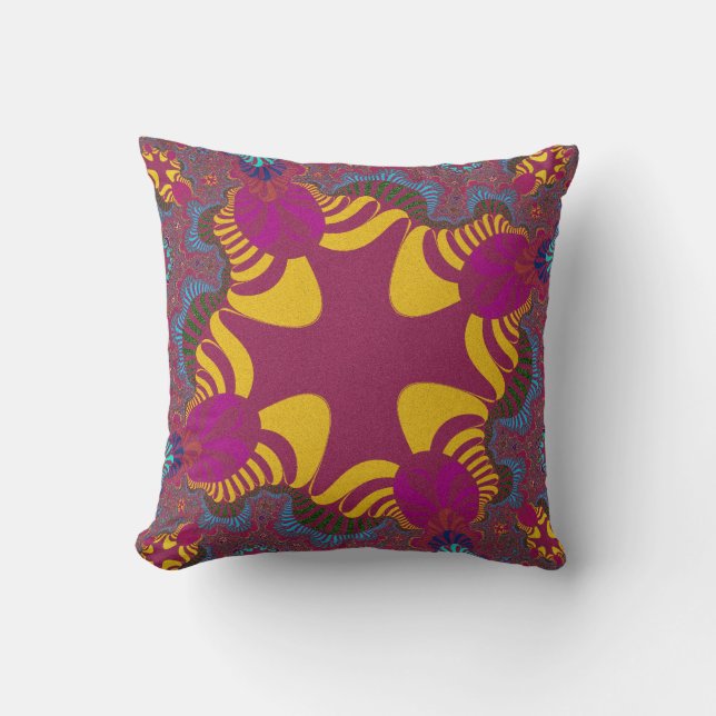 Plum and Yellow Cross Cushion (Front)