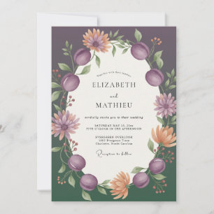 Plum Apricot Berry Wedding Invitation