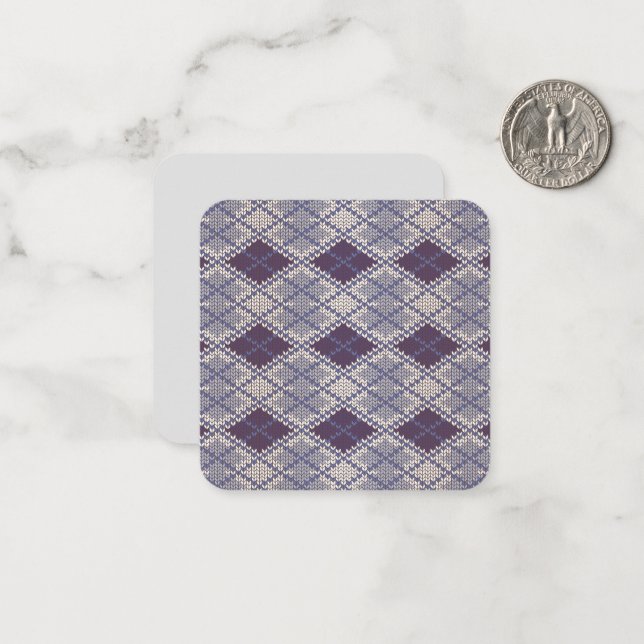 PLUM ARGYLE KNIT 2.5" Square Flat Card  (Front/Back In Situ)