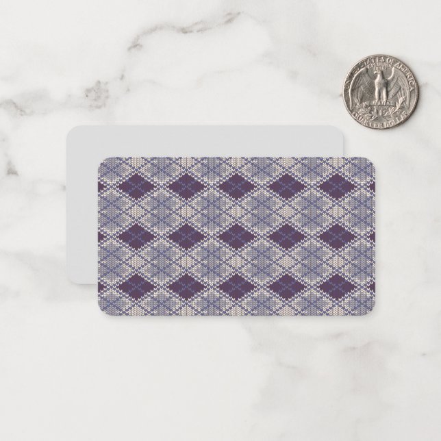 PLUM ARGYLE KNIT 3.5x2 Flat Card / Horizontal (Front/Back In Situ)