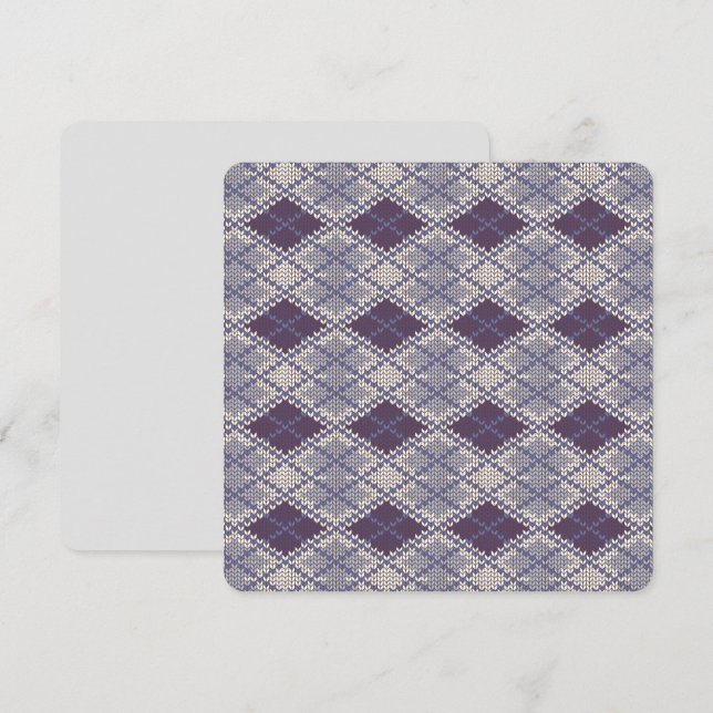 PLUM ARGYLE KNIT 5.25" Square Flat Card (Front/Back)