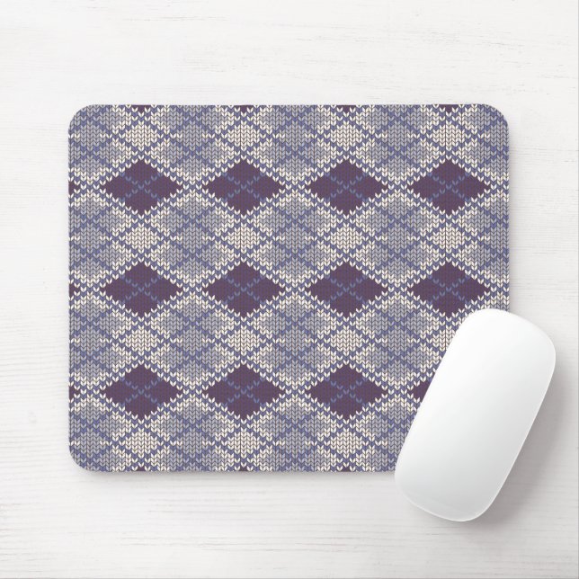 PLUM ARGYLE KNIT Mouse Pad (With Mouse)