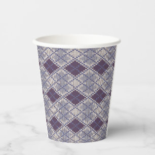 PLUM ARGYLE KNIT Paper Cups