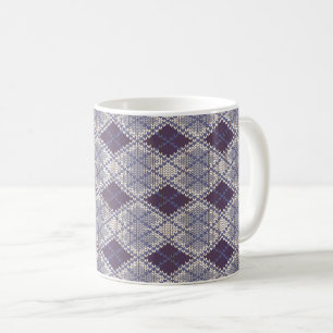 PLUM ARGYLE KNIT White Mug