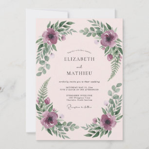 Plum Artistic Botanical Wedding Invitation
