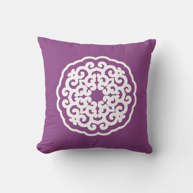 Plum Asian Moods Mandalla Cushion (Front)
