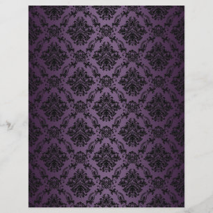 Plum Baroque Black Lace Pattern Paper