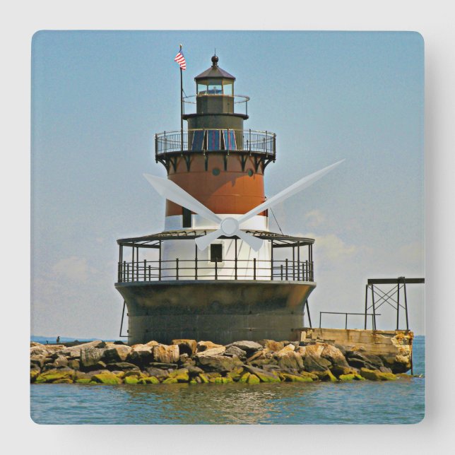 Plum Beach Lighthouse, Rhode Island Wall Clock (Front)