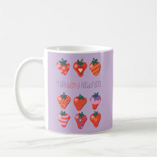 Plum Berry Fond of You Illustrated Strawberry Coffee Mug