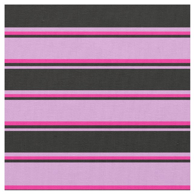 Plum, Black, and Deep Pink Striped Pattern Fabric (Close Up)