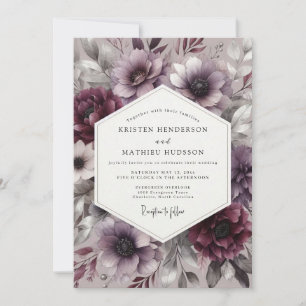Plum Bloom Moody Romance Wedding Invitation