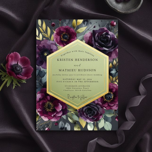 Plum Bloom Romance Wedding Invitation (Creator Uploaded)