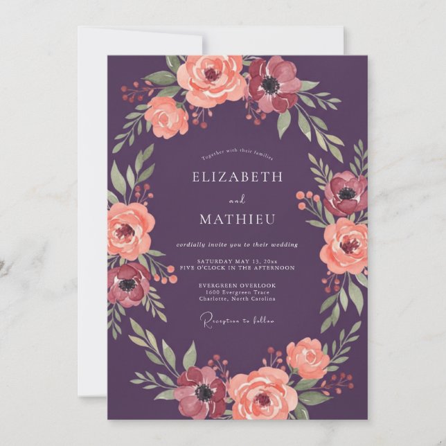 Plum Blossom Arch Wedding Invitation (Front)