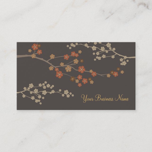 Plum Blossom Custom Business Card Grey (Front)