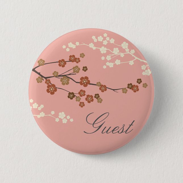 Plum Blossom Design Custom Button Antique Pink (Front)