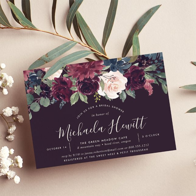Plum Blossom Fall Winter Floral Bridal Shower Invitation (Creator Uploaded)