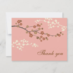 Plum Blossom Flat Thank You Card Antique Pink