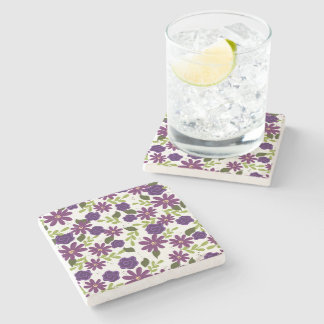 Plum Blossom Floral Stone Coasters