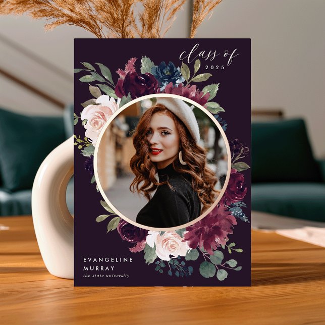 Plum Blossom Foil Photo Graduation Announcement (Creator Uploaded)