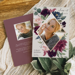 Plum Blossom Foil Photo Graduation Announcement