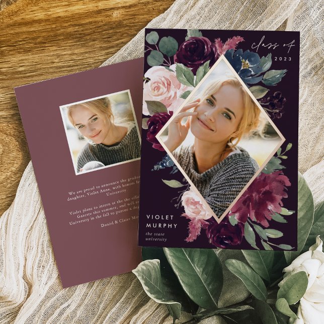 Plum Blossom | Foil Photo Graduation Announcement (Creator Uploaded)