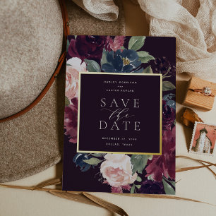 Plum Blossom Foil Save the Date Card