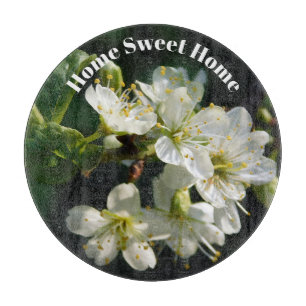 Plum Blossom Home Sweet Home Glass Cutting Board