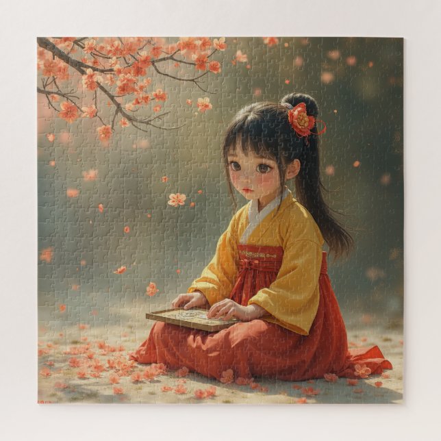 Plum blossom lady. Jigsaw puzzle (Vertical)