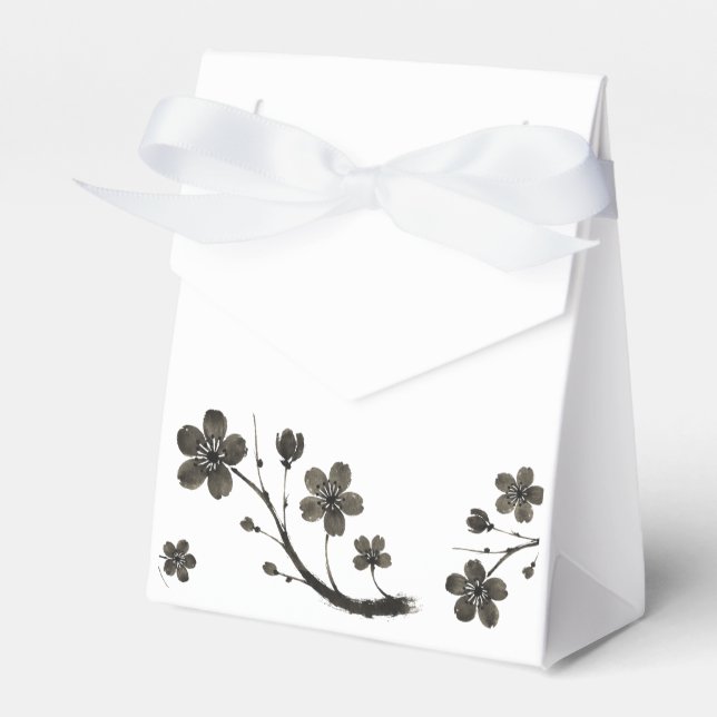 Plum Blossom Line Art – Botanical Design on Favour Box (Front Side)