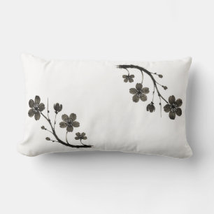 Plum Blossom Line Art – Botanical Design on Lumbar Cushion