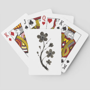Plum Blossom Line Art – Botanical Design on Playing Cards