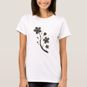 Plum Blossom Line Art – Botanical Design on T-Shirt