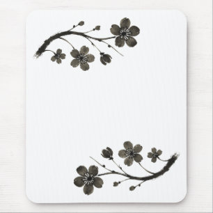 Plum Blossom Line Art – Botanical Mouse Pad